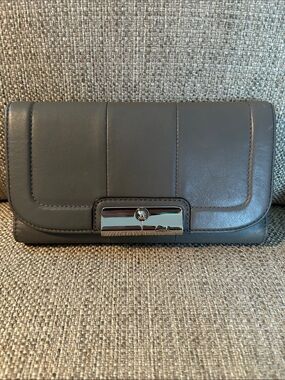 Coach Gray Leather Clutch Wallet - Trifold Design